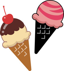 アイスクリーム　イラスト　アイコン　アイス　コーン　スイーツ　夏