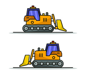Cartoon illustrated bulldozer