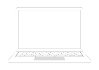 開いたシンプルな白いノートパソコン　白系白キー