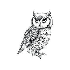 owl on a branch - obrazy, fototapety, plakaty