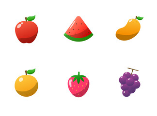 Set of fruit vector illustration with colorful design isolated on white background. Gradient style of fruit icons