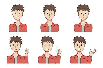 様々な表情をする男性のベクターイラストセット