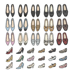 女性用靴のイラストセット