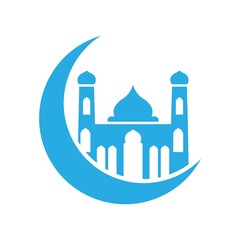Crescent moon mosque islam icon design template vector