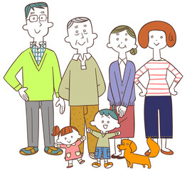 シニアを中心とした幸せな三世代家族
