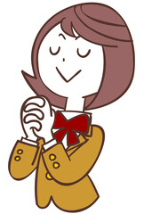 祈る女子生徒の上半身
