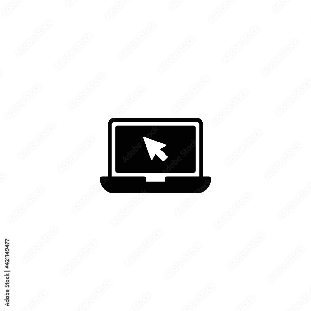 Poster laptop with cursor icon vector for web, computer and mobile app