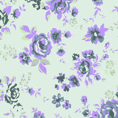 Floral seamless pattern. Hand drawn. For textile, wallpapers, print, wrapping paper. Vector stock illustration.