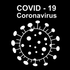 Icon coronavirus disease COVID-19 infection medical isolated. pathogen respiratory influenza covid virus cells. New official name for Coronavirus disease named COVID-19, Black background 