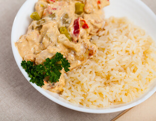 Delicious Asian dish - Thai Red Curry with rice