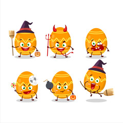 Halloween expression emoticons with cartoon character of orange easter egg