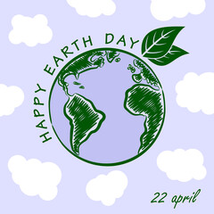 Earth Day poster, banner or greeting card. Vector illustration.
