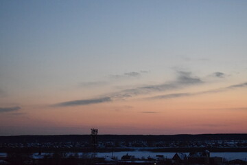 Fototapeta premium The sky at sunset. Red and blue sky.
