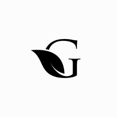 Luxury abstract Initial letters G logo design with leaf concept. Minimal logo style font