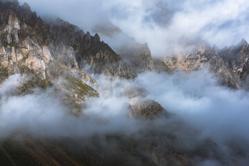 Cloudy mountains in the early morning