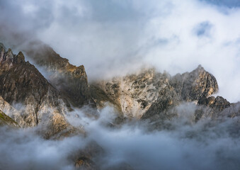 Cloudy mountains in the early morning