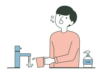 うがいをする男性のイラスト