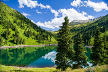 Upper Kolsay lake, North Tian Shan, Kazakhstan.