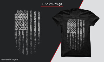 T-shirt graphic design with american grunge flag, USA flag t shirt.