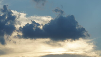 The beautiful sky view with the colorful clouds in the sky just after the sunset