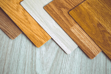 Choice of laminate color. Wood-colored fan for flooring.