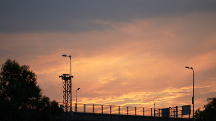 The beautiful sky view with the colorful clouds in the sky just after the sunset