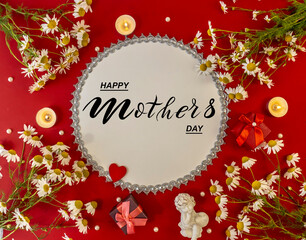 Fototapeta na wymiar Happy mother's day! Flat Lay, Banner, Congratulations on Mother's Day