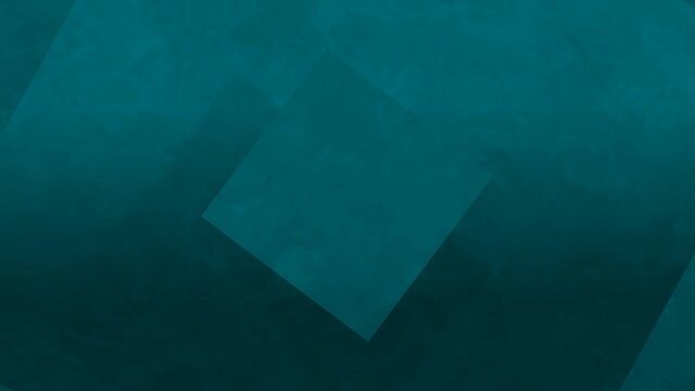 Abstract animation of teal rectangle shapes on an organic gradient background. Continuous smooth continuous calm movement. Seamless looping animation. The teal color version.