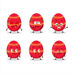 Red easter egg cartoon character with nope expression