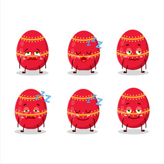 Cartoon character of red easter egg with sleepy expression
