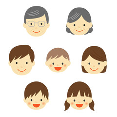 三世代家族 顔アイコン イラスト素材 / vector eps