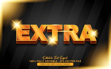 Extra, 3d Shiny Gold style editable text effect Premium Vector