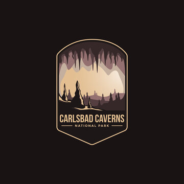 Emblem patch logo illustration of Carlsbad Caverns National Park on dark background