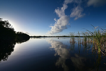 Nine Mile Pond afternoon cloudscape and reflections in Everglades National Park.