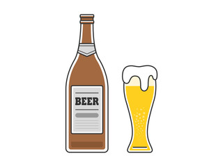 ビールのイラスト　ビール瓶　ビアグラス