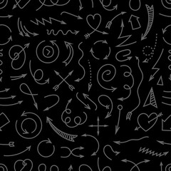 Different simple arrows dark seamless pattern