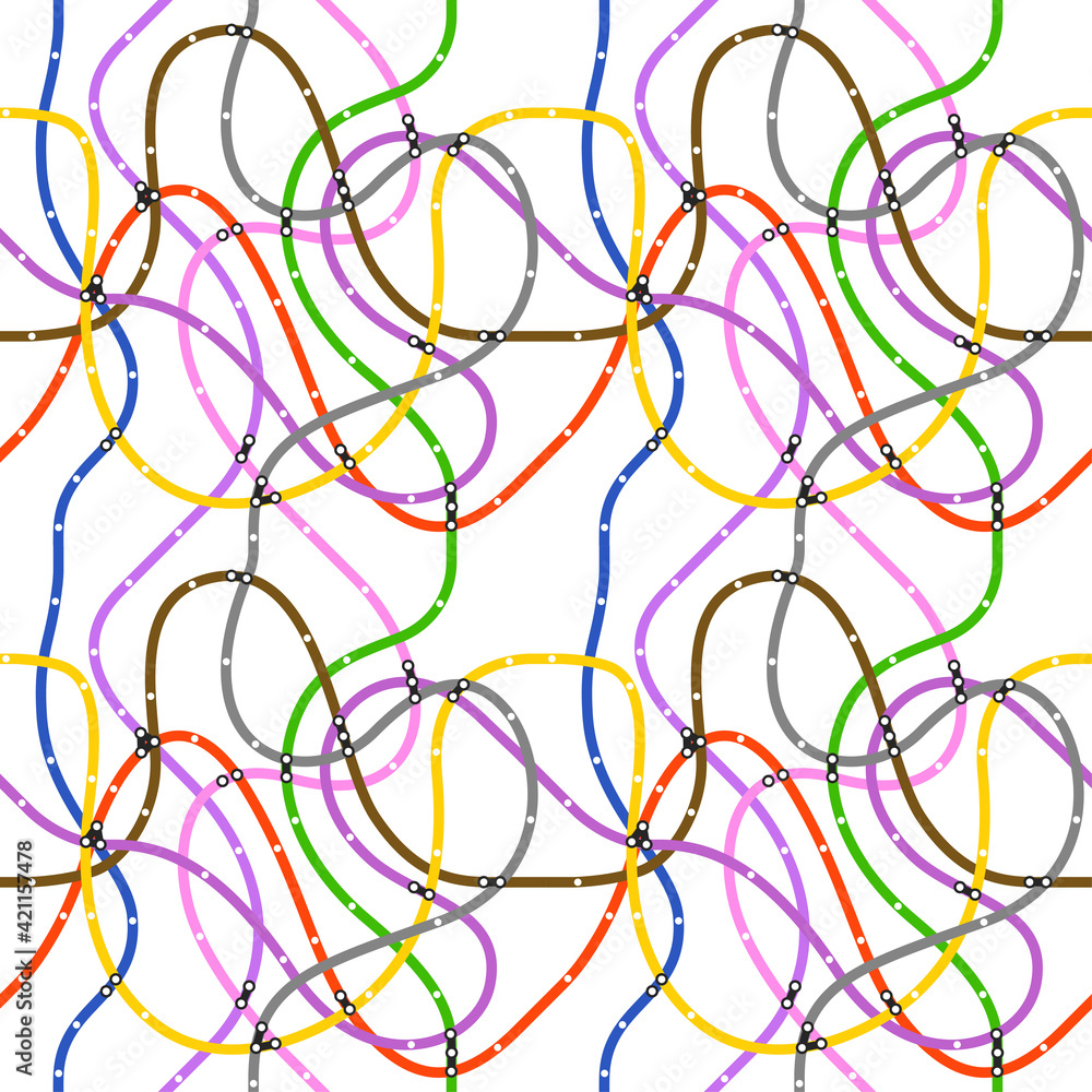 Poster Abstract color metro scheme. Seamless vector pattern