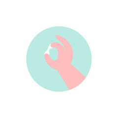 Vaginal discharge icon. Woman examines discharge. Flat vector illustration.