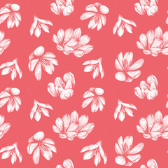 Saffron seamless pattern . Crocus flower pattern. Hand-drawn vector illustration