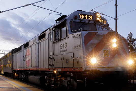 Caltrain Southbound Train At San Antonio Station In Mountain View, California