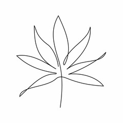 Vector illustration of leaf drawn into one continuous line. Contour drawing. Minimalism art. Modern decor.