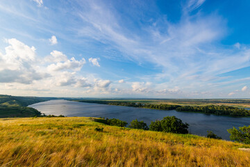 View of steppe and upper area river Don in Russia