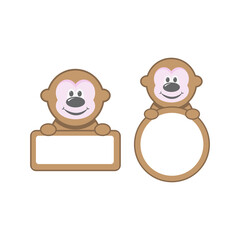 frame square and circle with cartoon monkey illustration design
