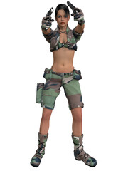 Fototapeta na wymiar 3d illustration of an sexy woman posing in a military outfit