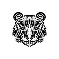 Maori style tiger face tattoo. Boho tiger face. Isolated. Vector illustration.