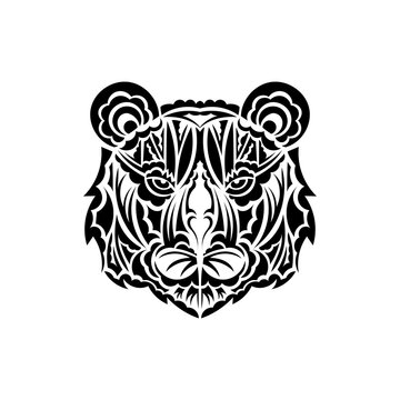 Maori style tiger face tattoo. Boho tiger face. Isolated. Vector illustration.