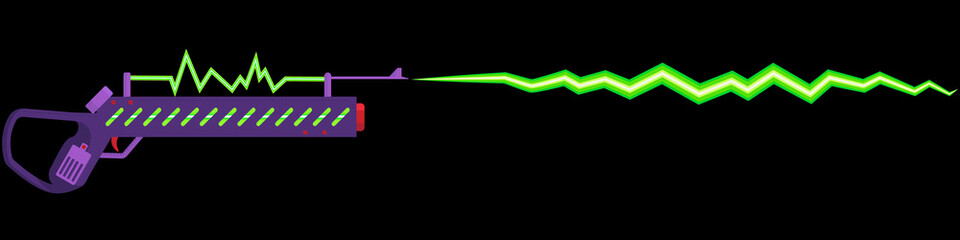 Vector illustration of a cartoon blaster. Energy weapons. the gun fires plasma. a beam from an alien weapon.
