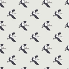 Seamless Pattern with Flying White Stork Vector Graphic Cartoon