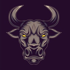 Bull head mascot. Buffalo logo.