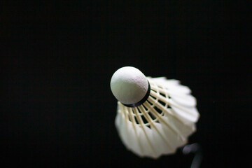 Badminton shuttlecock black background used in competition and sport exercise